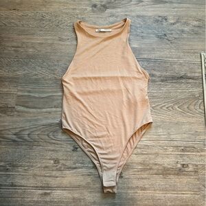 ZARA High Neck Nude Onsie Bodysuit Tank Top Sz. M